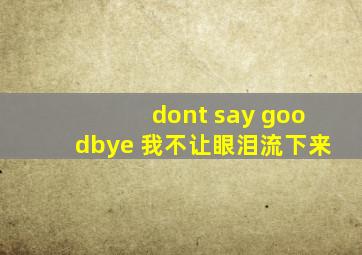 dont say goodbye 我不让眼泪流下来